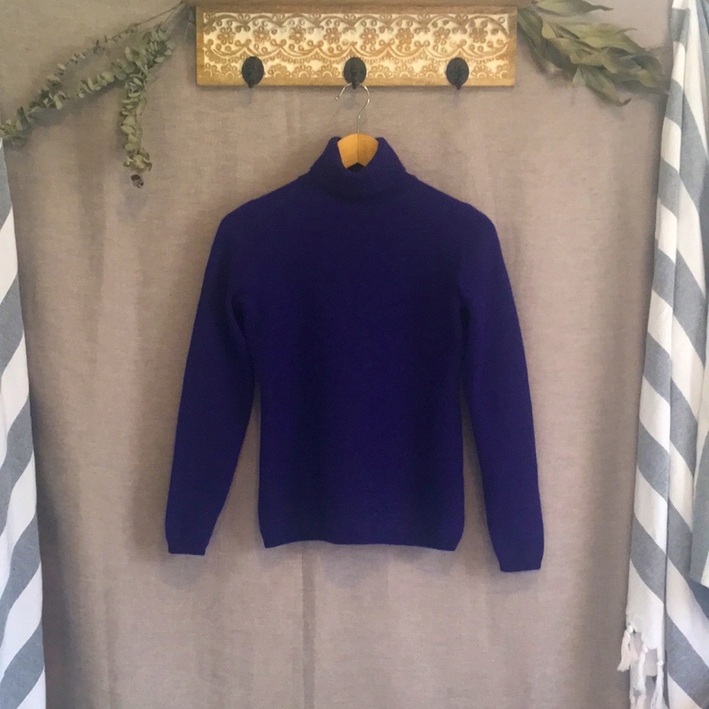 100% Cashmere Turtleneck Sweater, Indigo, size S